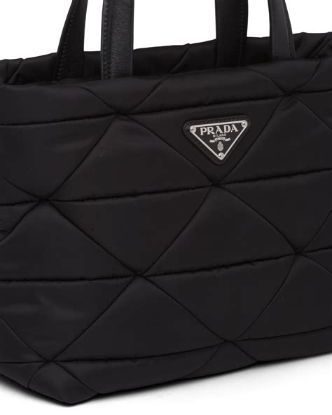 prada nylon tote bag with leather trim